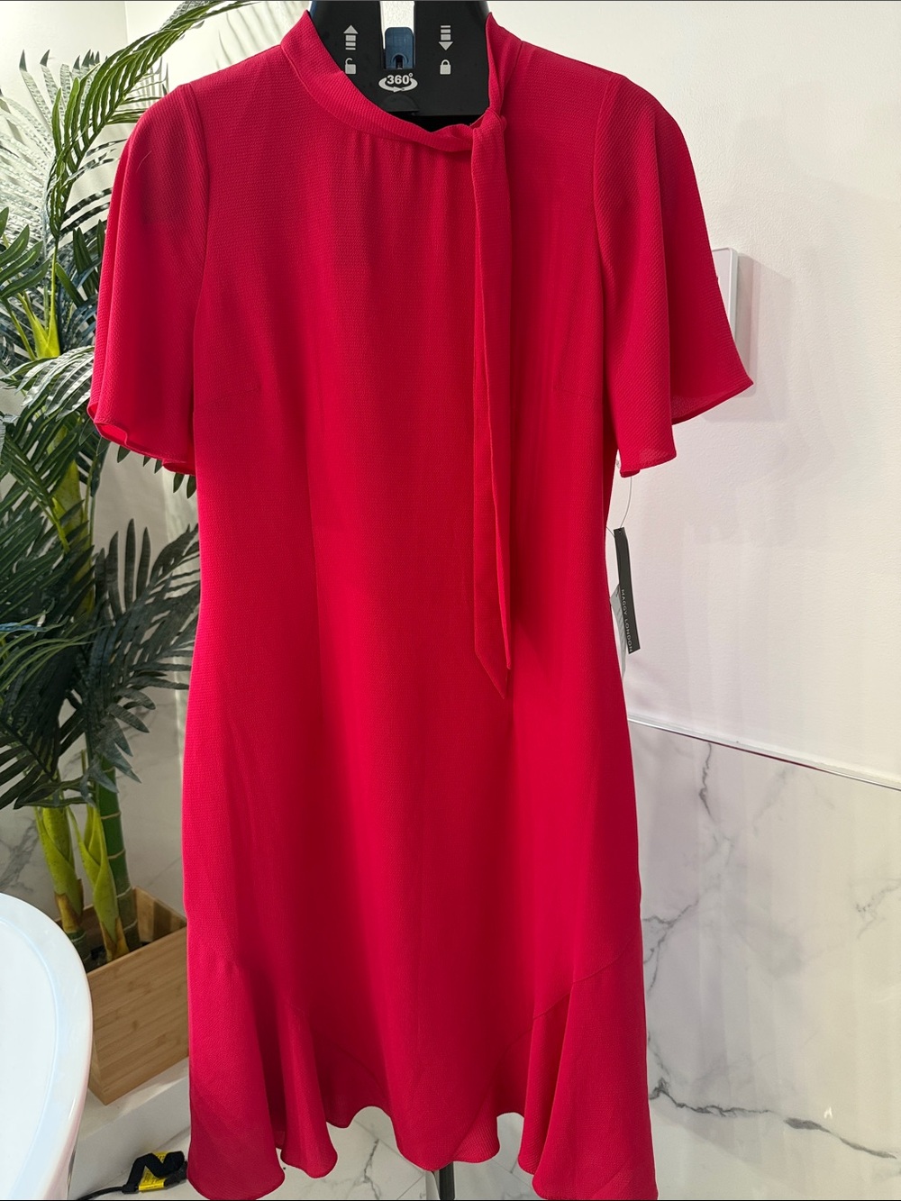 Maggy London Red Tie-Neck Midi Dress